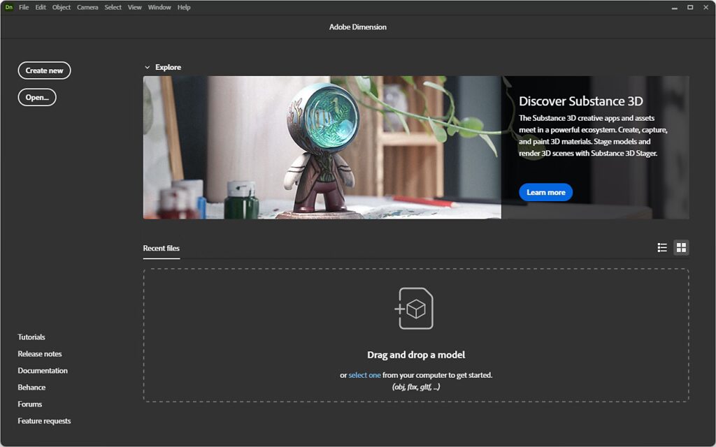 Adobe Dimension Interface