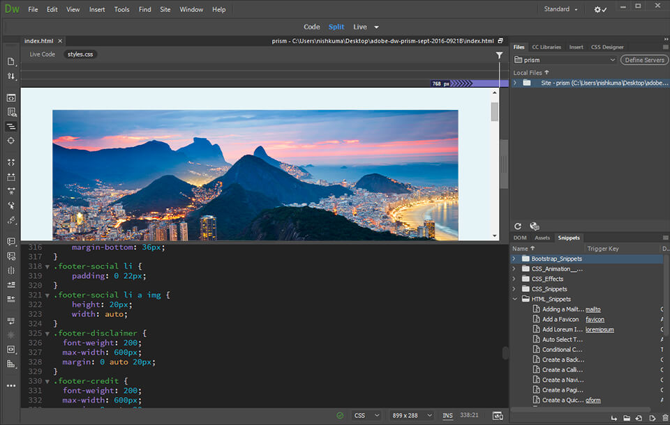 Adobe Dreamweaver Interface